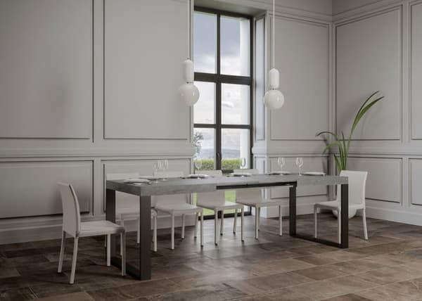 Utdragbart bord 90x180/440 cm Tecno Cement Antracit ram