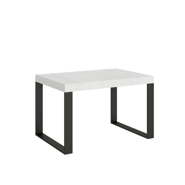 Utdragbart bord 90x130/390 cm Tecno White Ash Antracitstomme