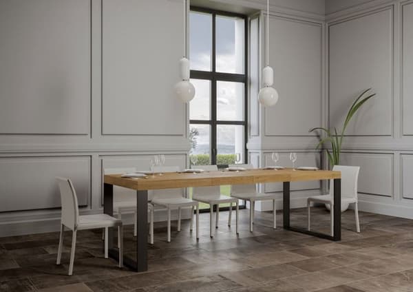Utdragbart bord 90x180/440 cm Tecno Premium Oak Nature Antracit ram