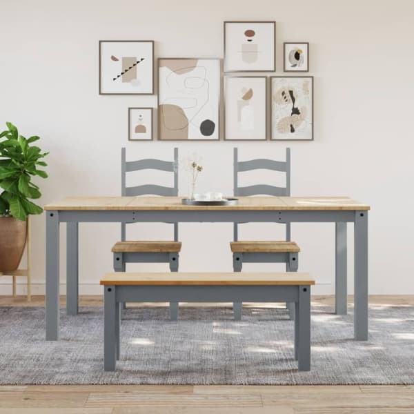 vidaXL spisebord Panama 180x90x75 cm massivt fyrretræ grå