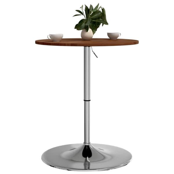 vidaXL barbord Ø60x89,5 cm massivt egetræ mørkebrun