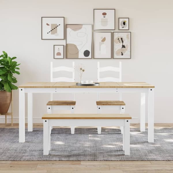 vidaXL Ruokapöytä Panama valkoinen 180x90x75 cm täysi mänty