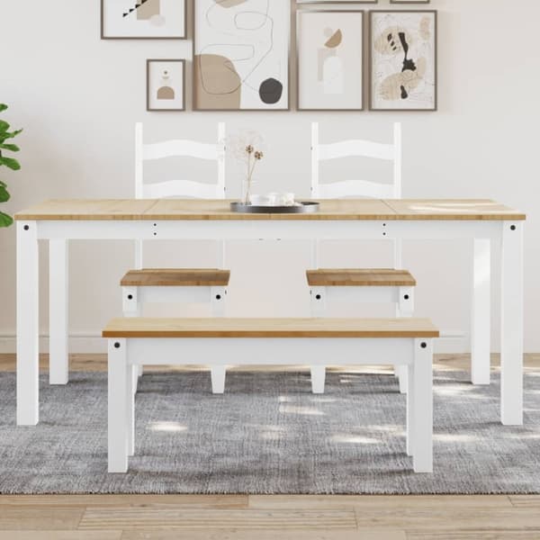 vidaXL spisebord Panama 180x90x75 cm massivt fyrretræ hvid