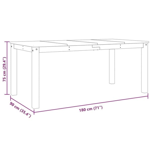 vidaXL Matbord Panama vit 180x90x75 cm massiv furu