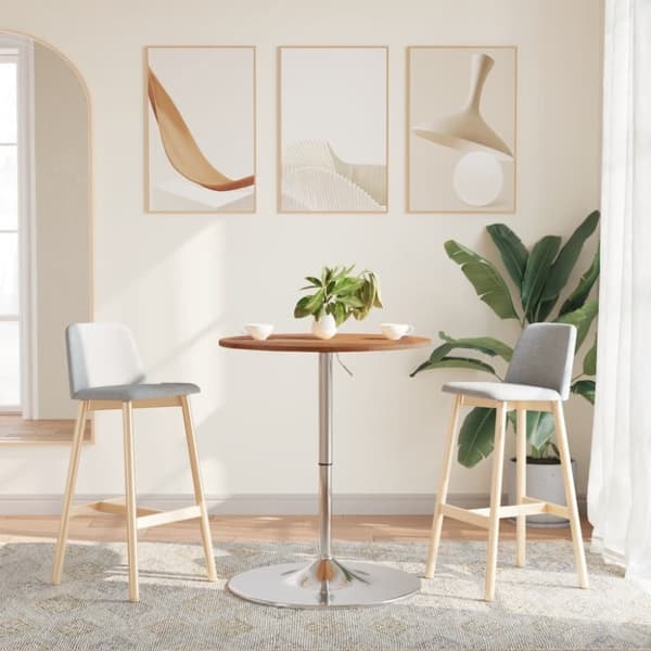 vidaXL barbord Ø60x89,5 cm massivt egetræ lysebrun