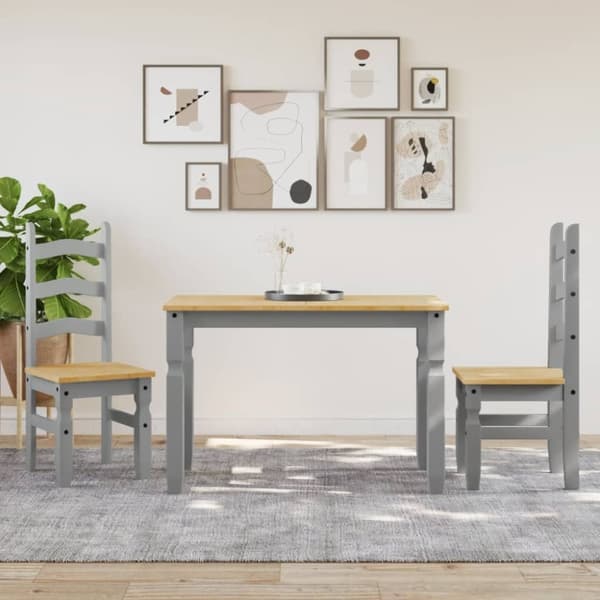 vidaXL spisebord Corona 112x60x75 cm massivt fyrretræ grå