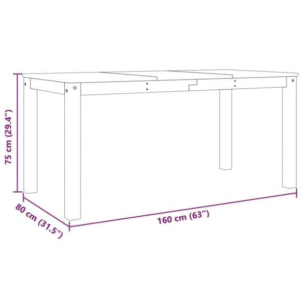 vidaXL spisebord Panama 160x80x75 cm massivt fyrretræ grå