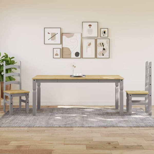 vidaXL Ruokapöytä Corona harmaa 180x90x75 cm täysi mänty
