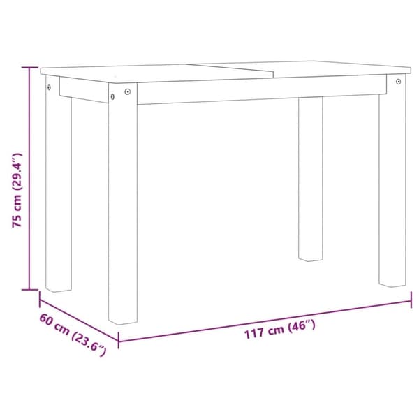 vidaXL spisebord Panama 117x60x75 cm massivt fyrretræ hvid
