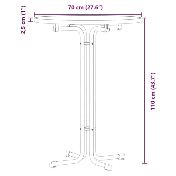 vidaXL Spisebord hvit Ø70x110 cm konstruert tre og stål