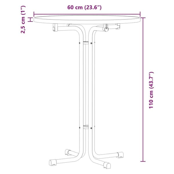 vidaXL spisebord Ø60x110 cm konstrueret træ og stål hvid