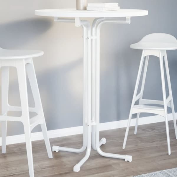 vidaXL spisebord Ø80x110 cm konstrueret træ og stål hvid