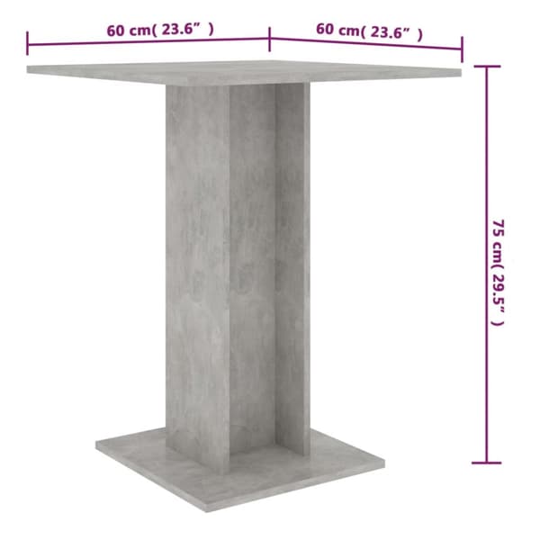 vidaXL bistrobord 60x60x75 cm konstrueret træ betongrå - Spiseborde