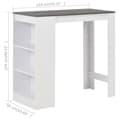 Miniatyrbild 7 av 7: vidaXL Barbord med hylla vit 110x50x103 cm -  Matbord