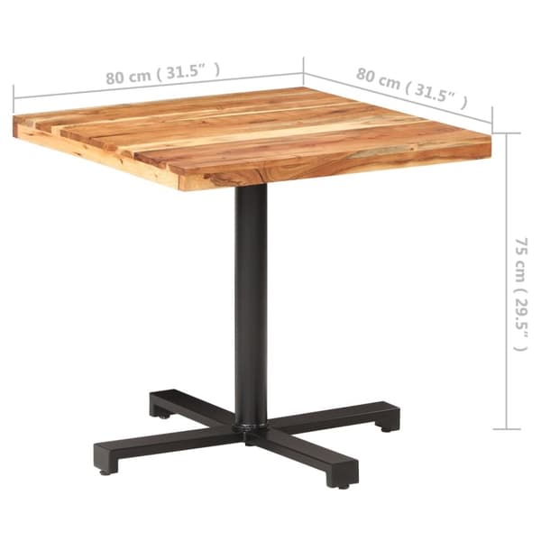 vidaXL Bistropöytä 80x80x75 cm täysi akaasiapuu -  Keittiön & ruokapöydät