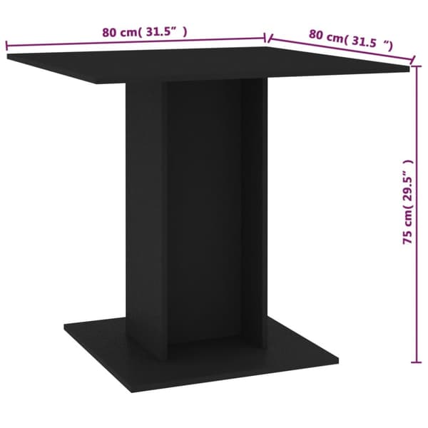 vidaXL sofabord 80 x 80 x 75 cm spånplade sort -  Spiseborde