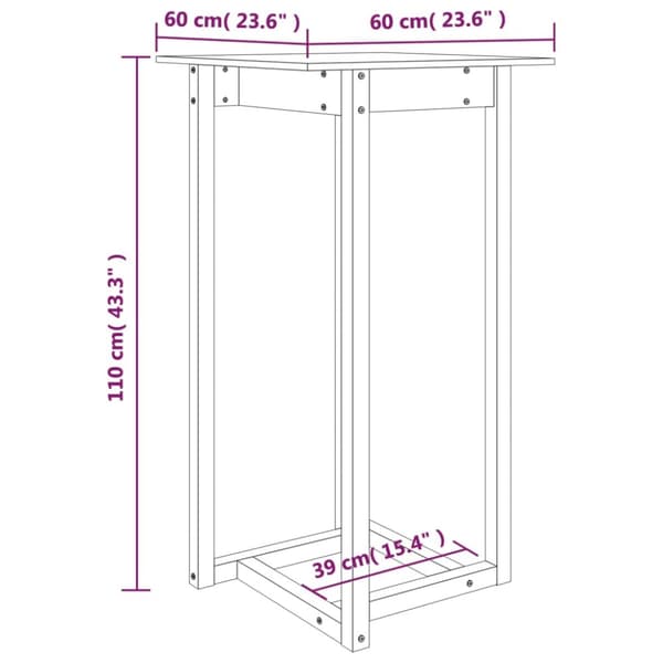 vidaXL Barbord vit 60x60x110 cm massiv furu -  Matbord