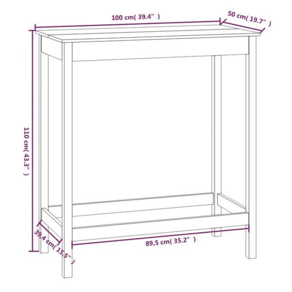 vidaXL Barbord 100x50x110 cm massiv furu -  Matbord