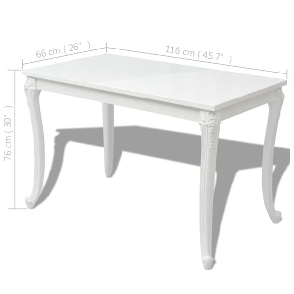 vidaXL spisebord 116 x 66 x 76 cm højglans hvid - Spiseborde