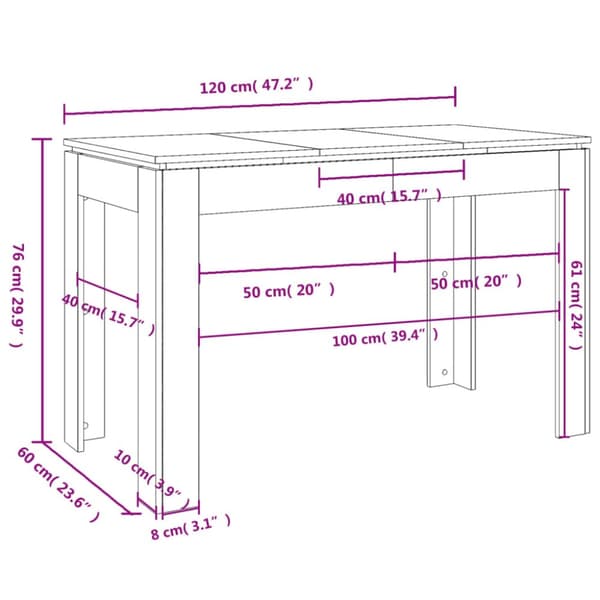 vidaXL Matbord vit högglans 120x60x76 cm spånskiva -  Matbord