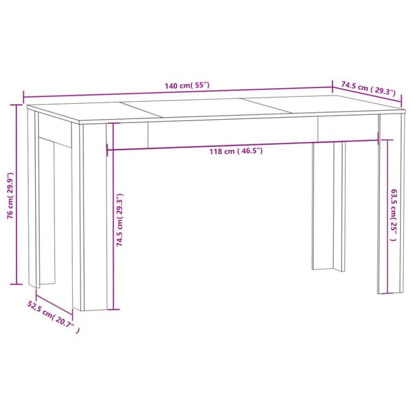 vidaXL spisebord 140x74,5x76 cm konstrueret træ sort -  Spiseborde