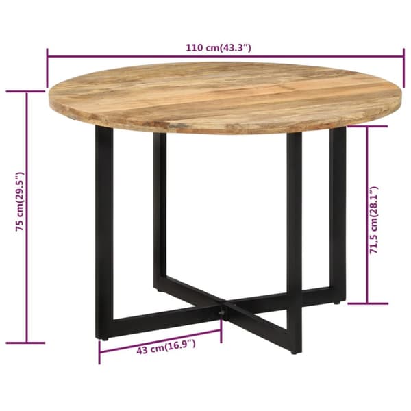 vidaXL spisebord 110x75 cm massivt mangotræ - Spiseborde