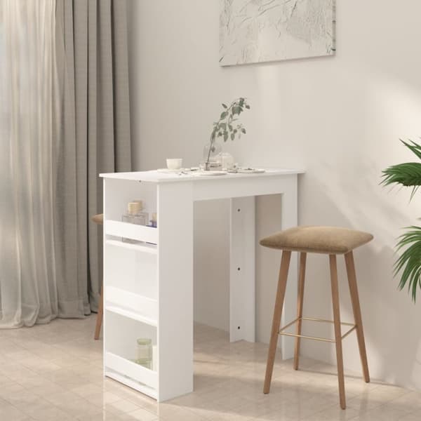 vidaXL Baaripöytä telineellä valkoinen 102x50x103,5 cm tekninen puu -  Keittiön & ruokapöydät