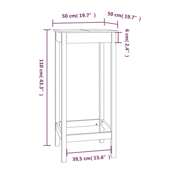 vidaXL Barbord vit 50x50x110 cm massiv furu -  Matbord