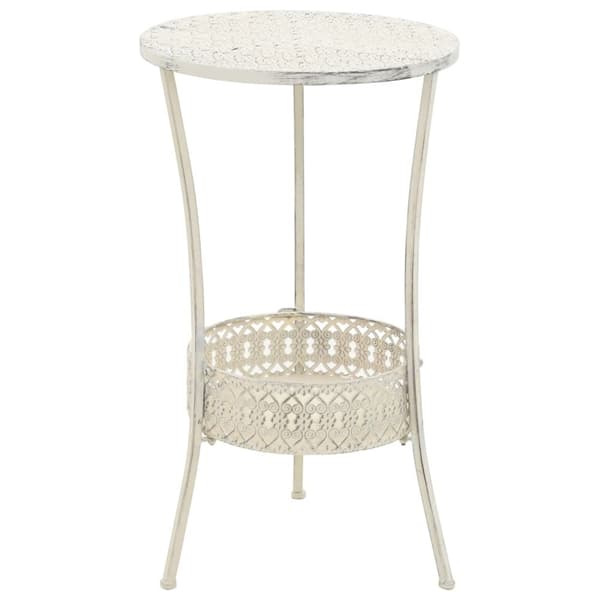 vidaXL bistrobord i vintagestil rund metal 40 x 70 cm hvid -  Spiseborde