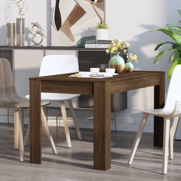 vidaXL spisebord 140x74,5x76 cm konstrueret træ brun egetræ -  Spiseborde