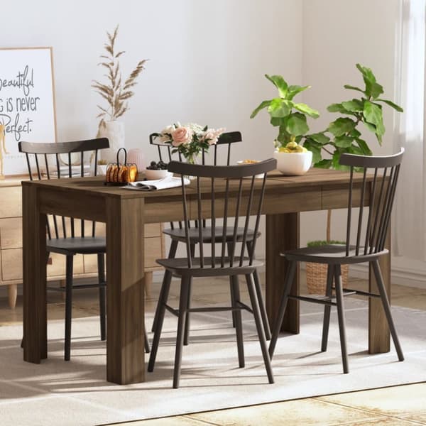 vidaXL spisebord 140x74,5x76 cm konstrueret træ brun egetræ -  Spiseborde