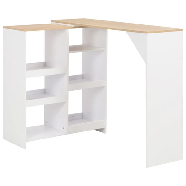 vidaXL barbord med bevægelig hylde 138x39x110 cm hvid -  Spiseborde