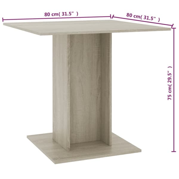 vidaXL spisebord 80 x 80 x 75 cm spånplade sonoma-eg -  Spiseborde