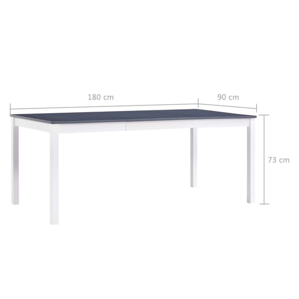 vidaXL Ruokapöytä valkoinen ja harmaa 180x90x73 cm mänty - Keittiön & ruokapöydät