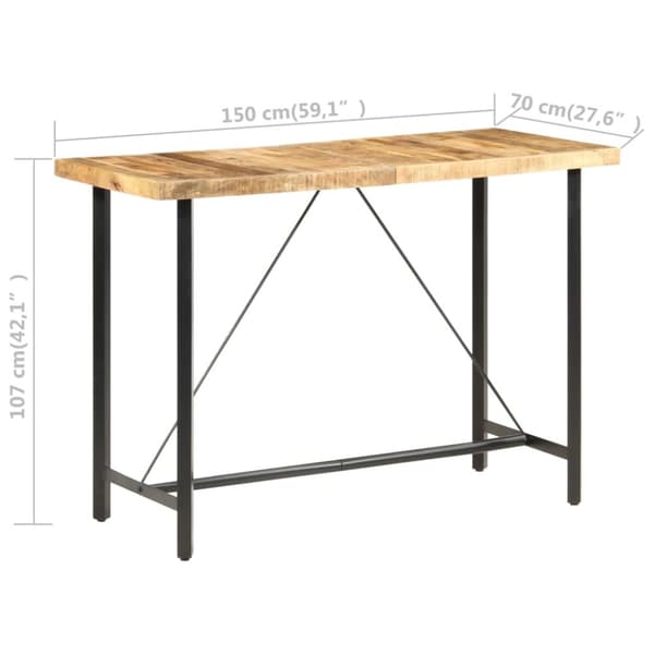 vidaXL Barbord 150x70x107 cm grovt mangoträ -  Matbord