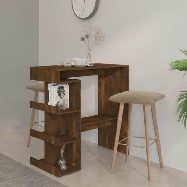 vidaXL Barbord med hyllor rökfärgad ek 100x50x101,5 cm konstruerat trä -  Matbord