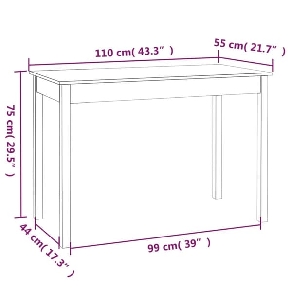 vidaXL Ruokapöytä musta 110x55x75 cm täysi mänty -  Keittiön & ruokapöydät