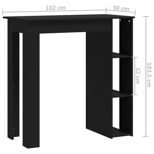 vidaXL Barbord med hylla svart 102x50x103,5 cm konstruerat trä -  Matbord