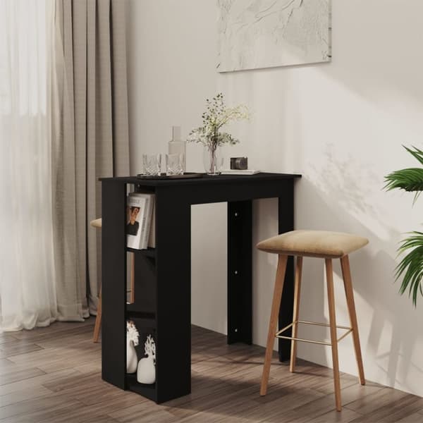 vidaXL Barbord med hylla svart 102x50x103,5 cm konstruerat trä -  Matbord