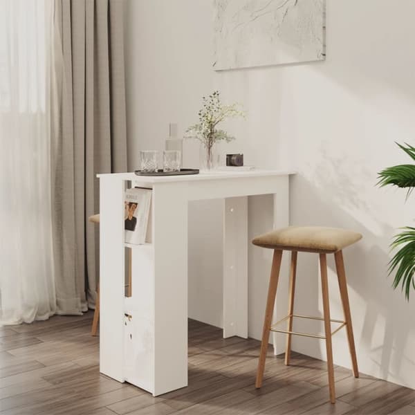 vidaXL Barbord med hylla vit 102x50x103,5 cm konstruerat trä -  Matbord