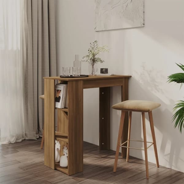 vidaXL Barbord med hylla brun ek 102x50x103,5 cm konstruerat trä -  Matbord