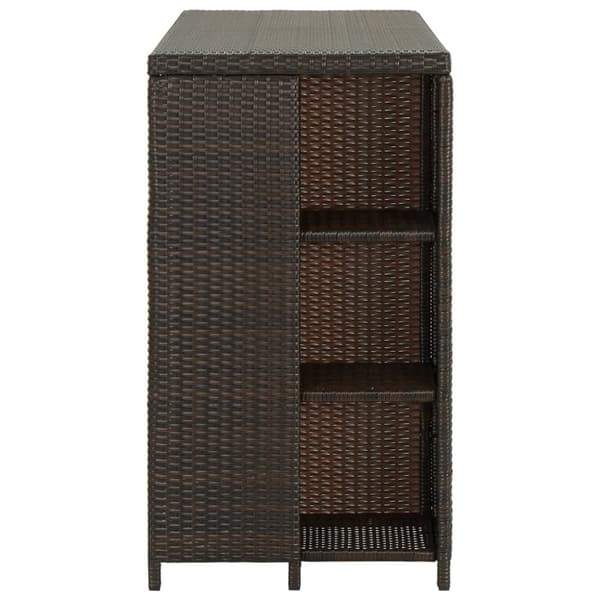 vidaXL barbord med opbevaringsstativ 120x60x110 cm polyrattan brun -  Spiseborde