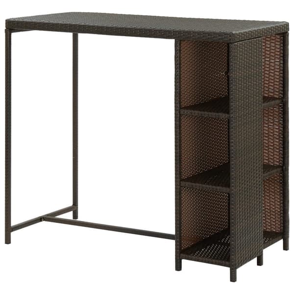 vidaXL barbord med opbevaringsstativ 120x60x110 cm polyrattan brun -  Spiseborde