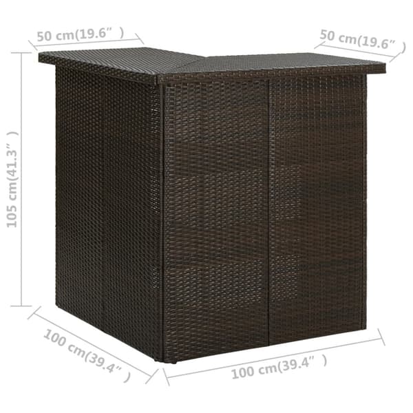 vidaXL Hörnbar brun 100x50x105 cm konstrotting -  Matbord