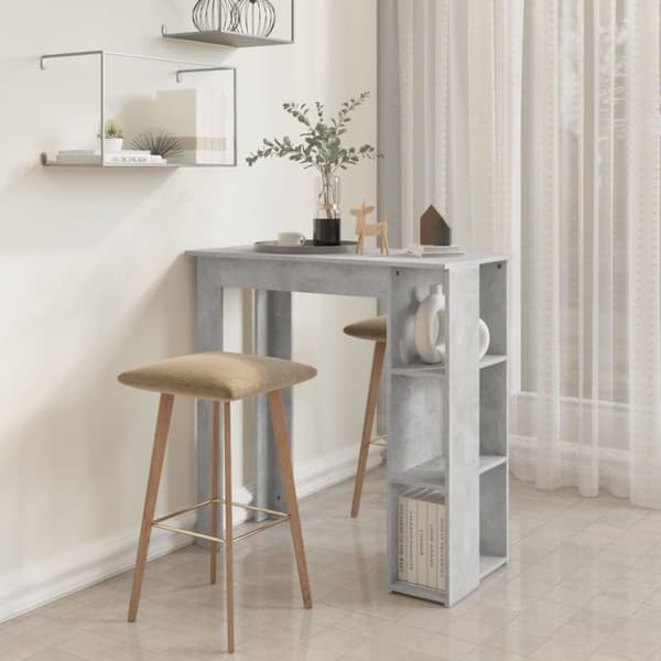 vidaXL barbord med hylde 102x50x103,5 cm konstrueret træ betongrå -  Spiseborde