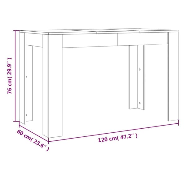 vidaXL spisebord 120x60x76 cm konstrueret træ grå sonoma-eg -  Spiseborde