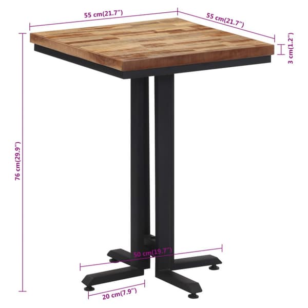 vidaXL Matbord 55x55x76 cm massiv återvunnen teak -  Matbord