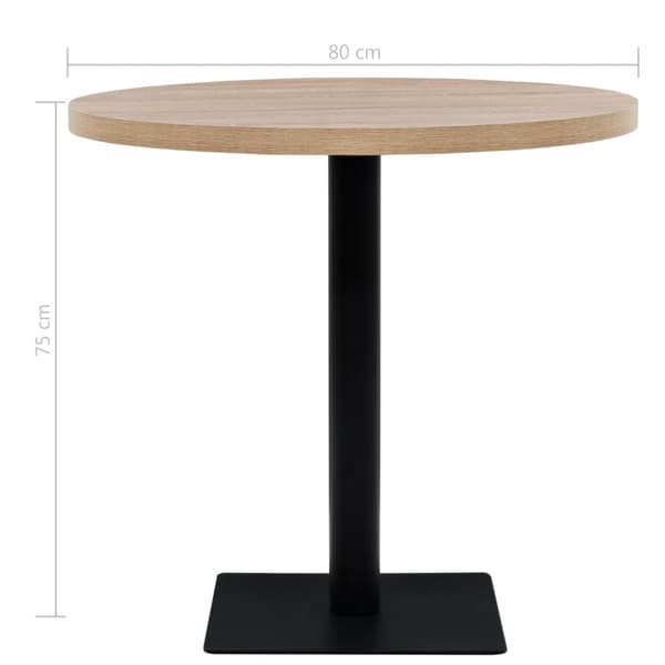vidaXL bistrobord MDF og stål rund 80 x 75 cm egetræsfarvet -  Spiseborde