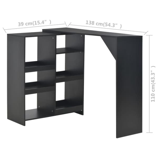 vidaXL Baaripöytä siirrettävällä hyllyllä musta 138x39x110 cm -  Keittiön & ruokapöydät