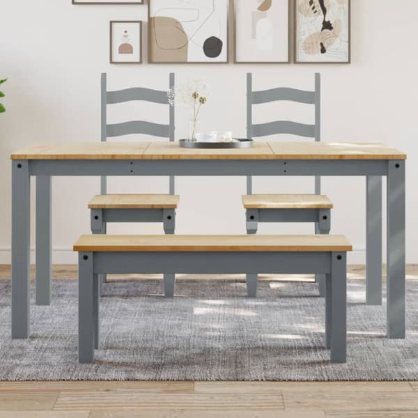 vidaXL spisebord Panama 160x80x75 cm massivt fyrretræ grå -  Spiseborde
